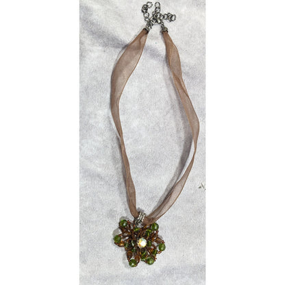 Fairycore Handmade Beaded Flower Pendant Necklace