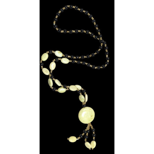 Vintage Handmade Stone And Glass Beaded Necklace