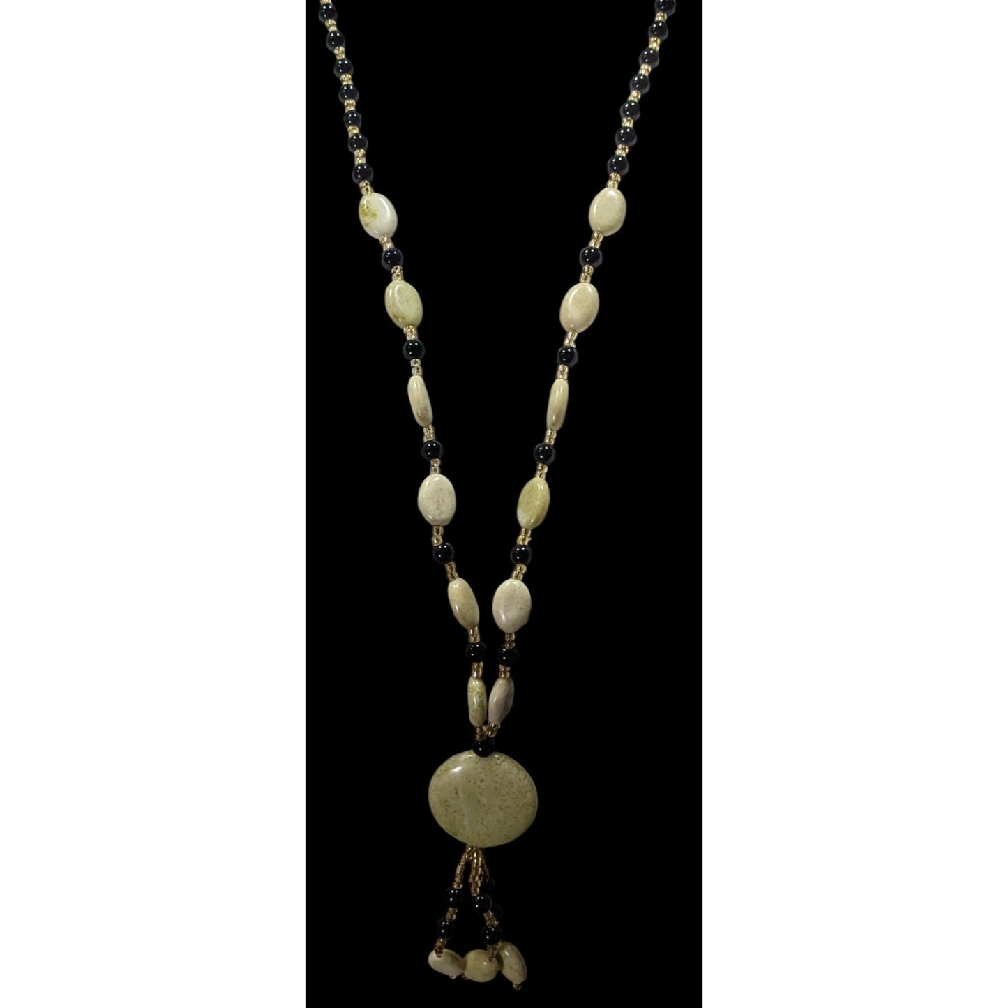 Vintage Handmade Stone And Glass Beaded Necklace