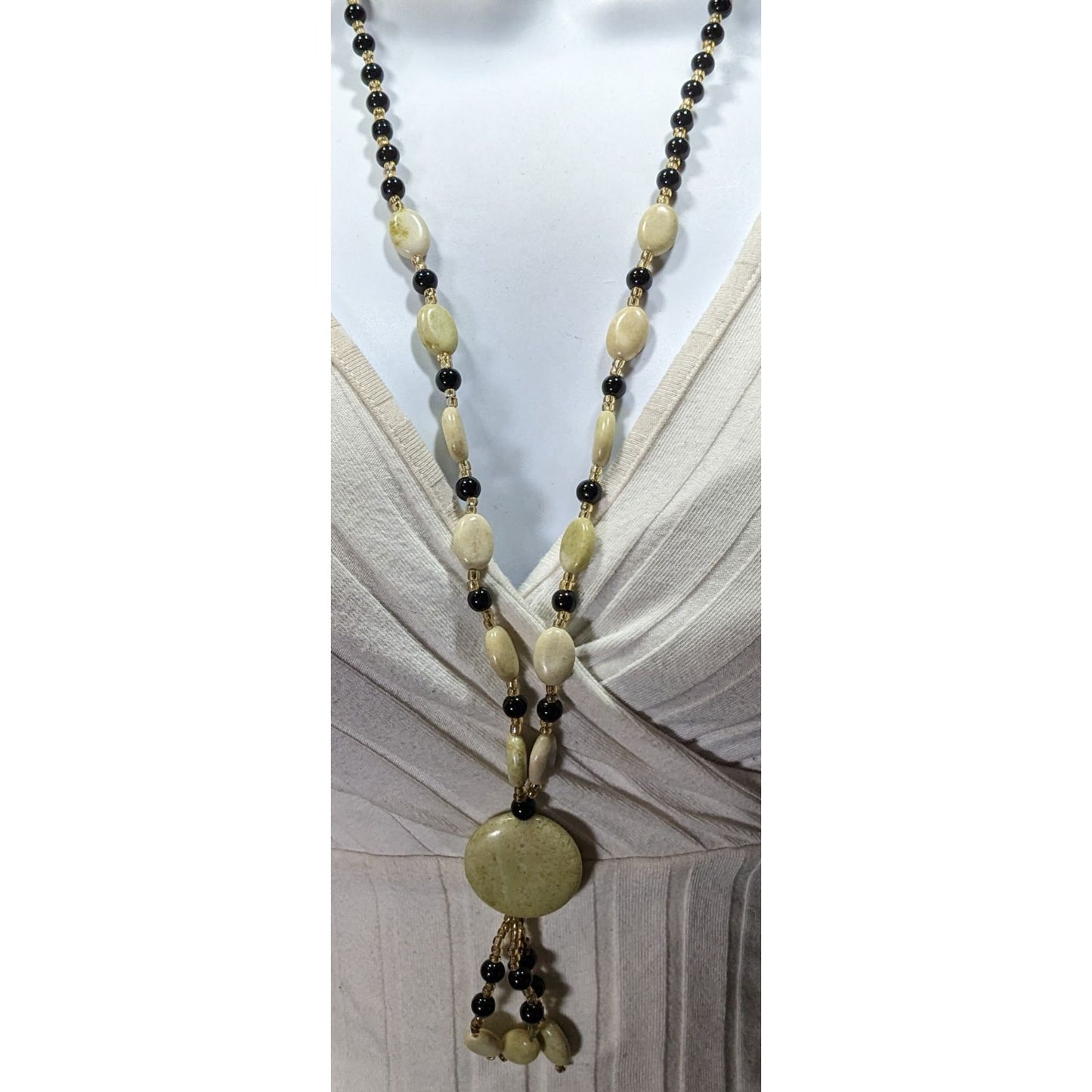 Vintage Handmade Stone And Glass Beaded Necklace