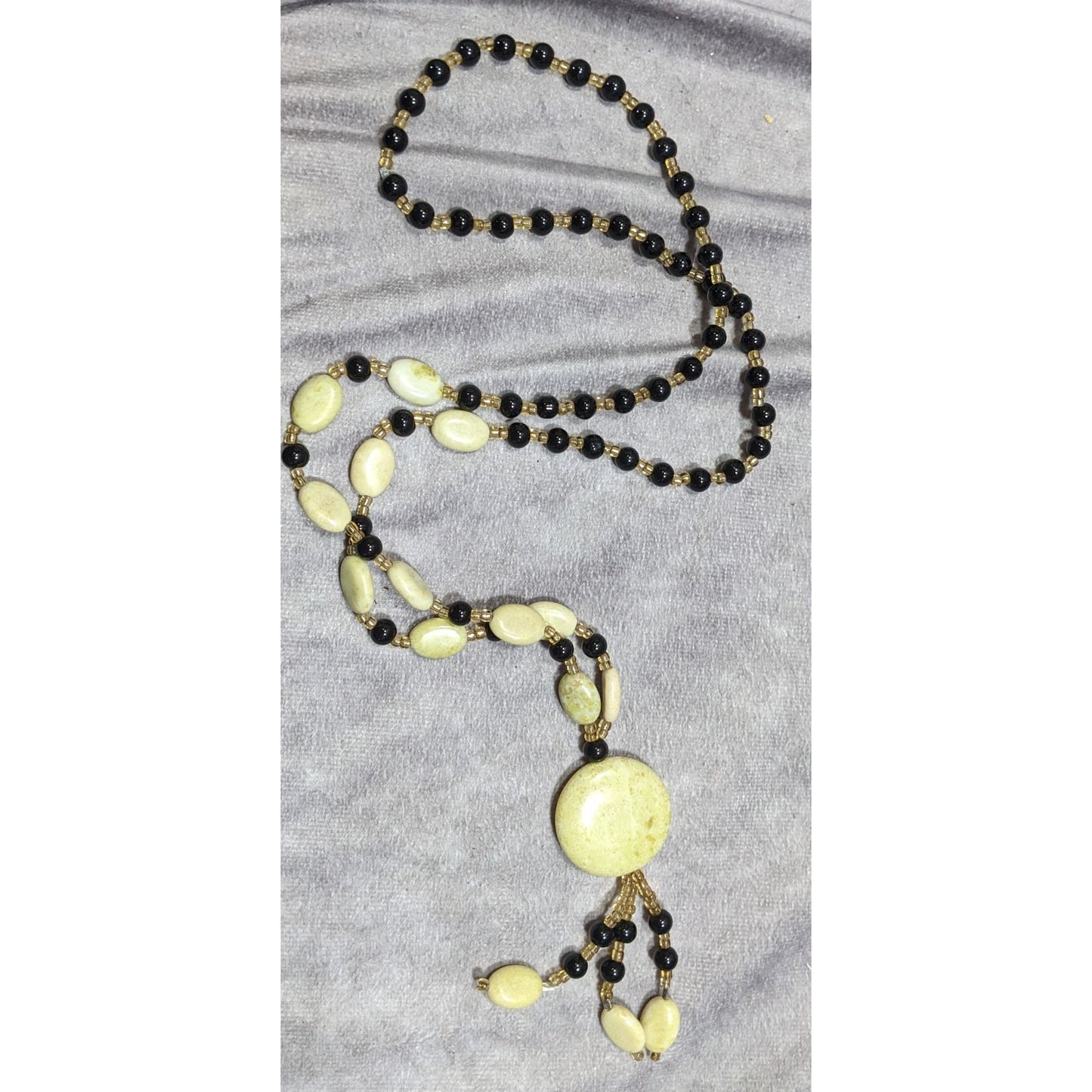 Vintage Handmade Stone And Glass Beaded Necklace