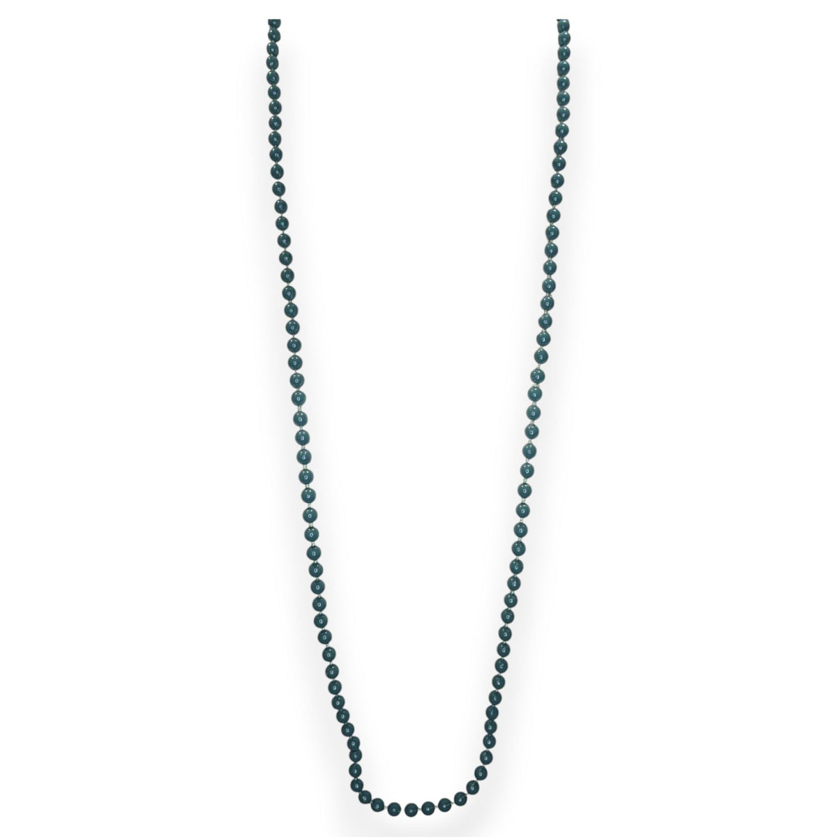 Boho Minimalist Beaded Teal Long Strand Necklace 34 Inch