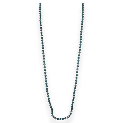 Boho Minimalist Beaded Teal Long Strand Necklace 34 Inch