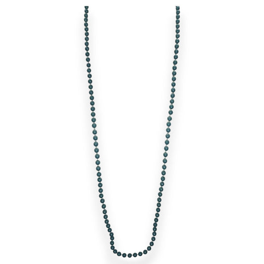 Boho Minimalist Beaded Teal Long Strand Necklace 34 Inch