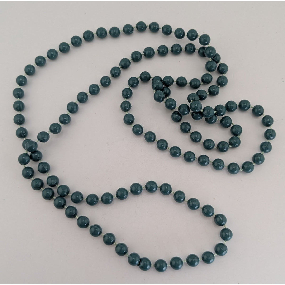 Boho Minimalist Beaded Teal Long Strand Necklace 34 Inch