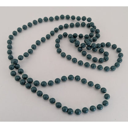 Boho Minimalist Beaded Teal Long Strand Necklace 34 Inch