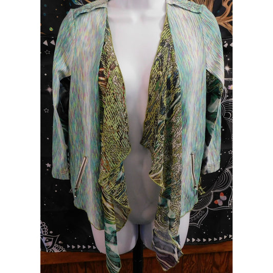 Vintage 90s Alberto Makali Rainbow Mermaidcore  Animal Print Open Cardigan