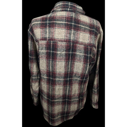 Vintage Prete Wool Zip Up Red And Grey Plaid Jacket