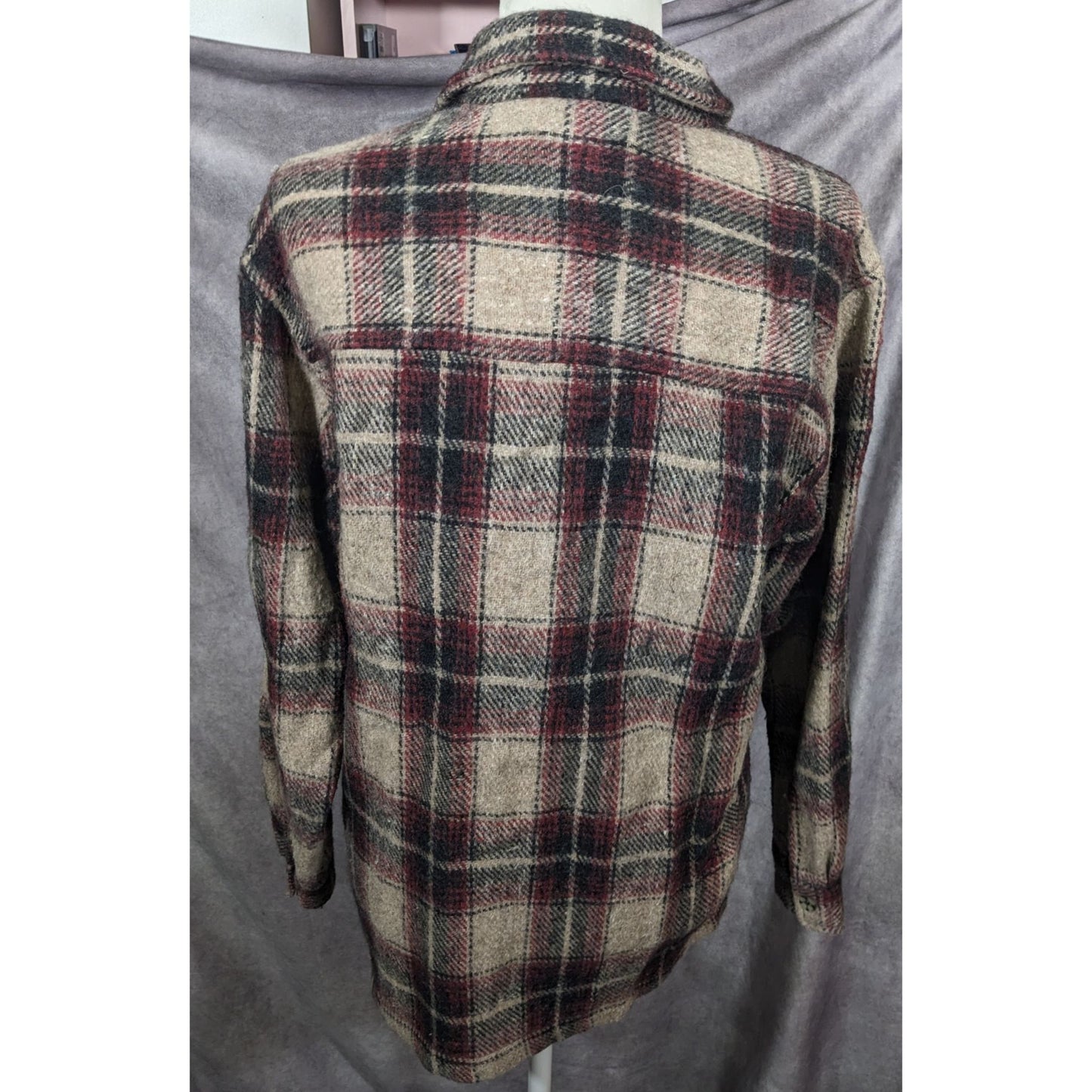 Vintage Prete Wool Zip Up Red And Grey Plaid Jacket