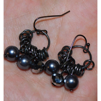 Gothic Chain Maille Beaded Drop Earrings