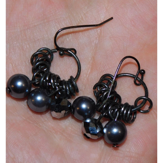 Gothic Chain Maille Beaded Drop Earrings