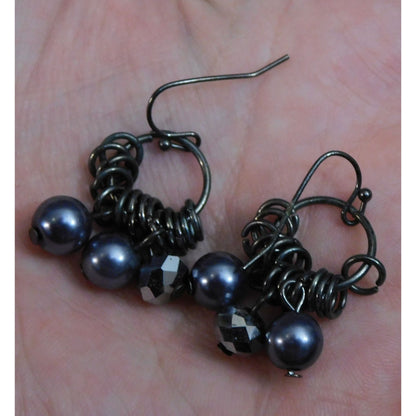 Gothic Chain Maille Beaded Drop Earrings