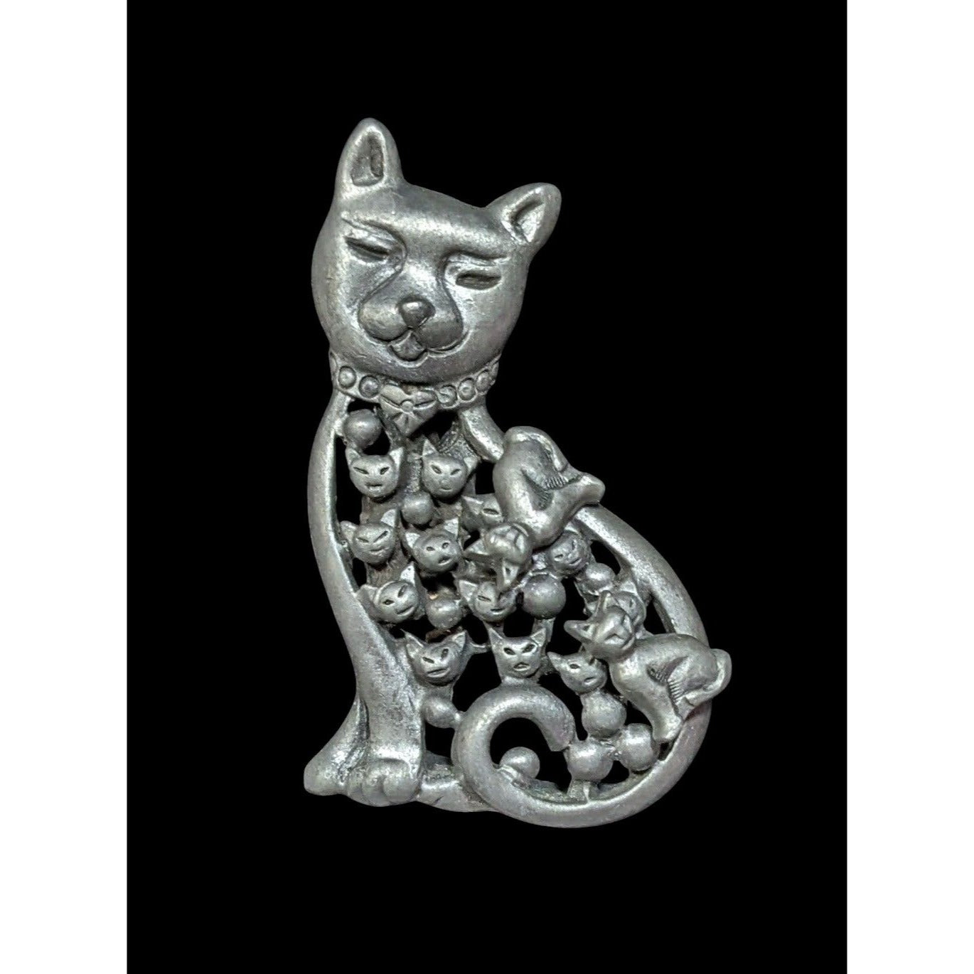 Vintage Cat Brooch With Matching Earrings