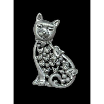 Vintage Cat Brooch With Matching Earrings