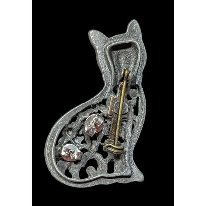 Vintage Cat Brooch With Matching Earrings