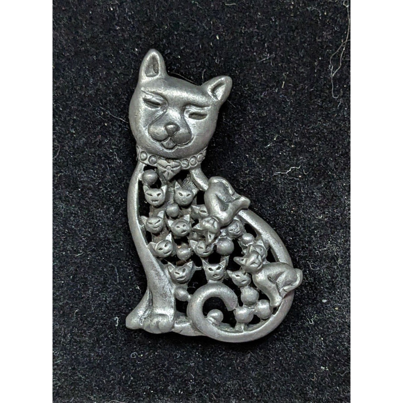 Vintage Cat Brooch With Matching Earrings