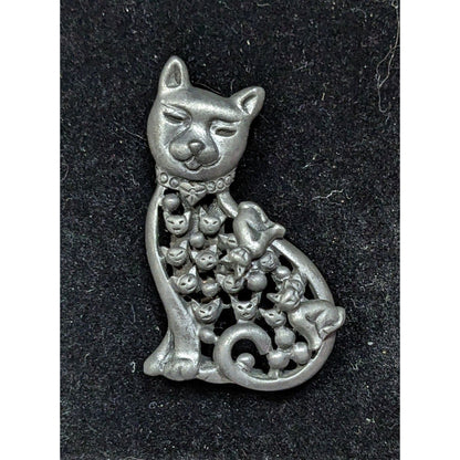 Vintage Cat Brooch With Matching Earrings