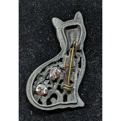 Vintage Cat Brooch With Matching Earrings