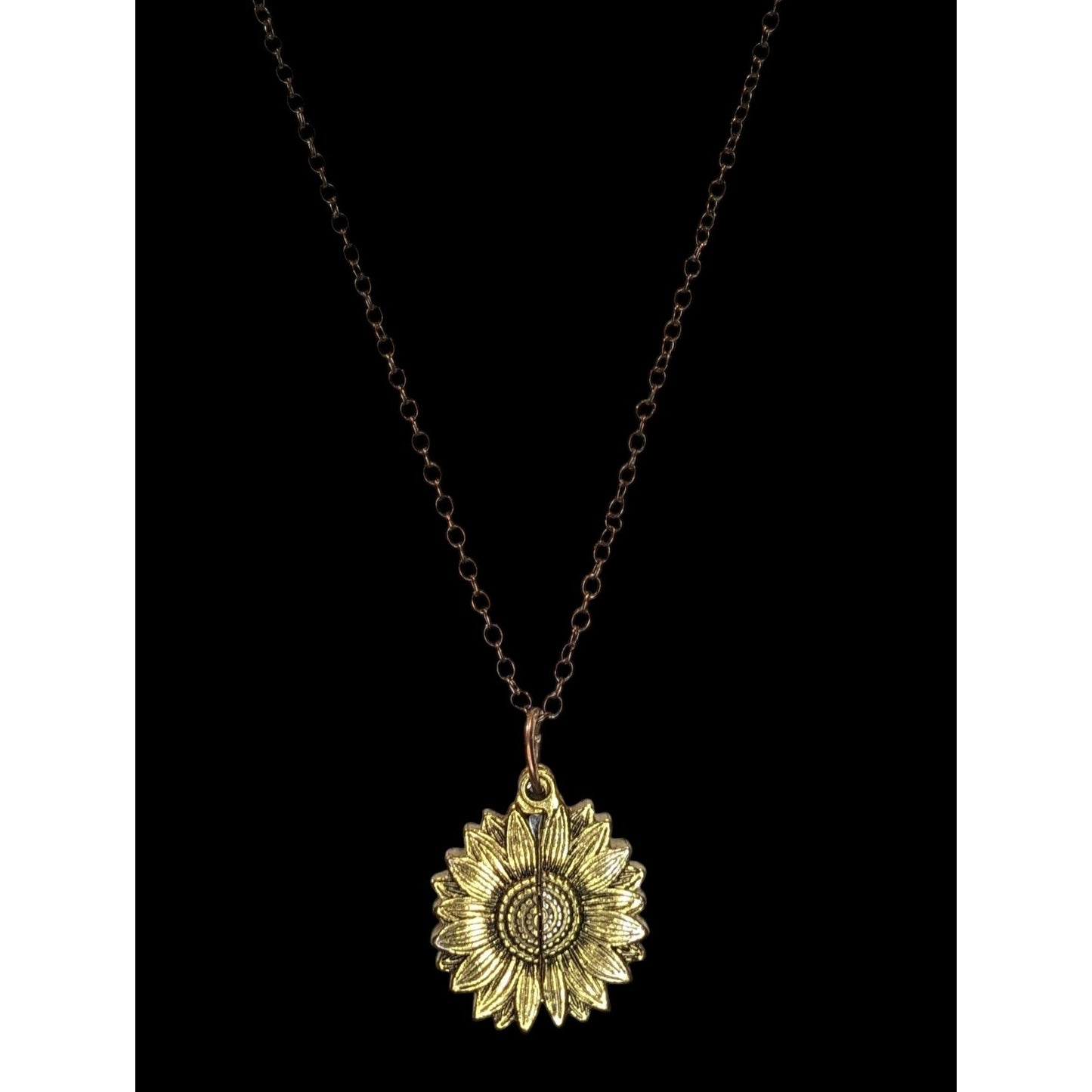 Sunflower Locket Necklace Hidden Message "You Are My Sunshine" Pendant