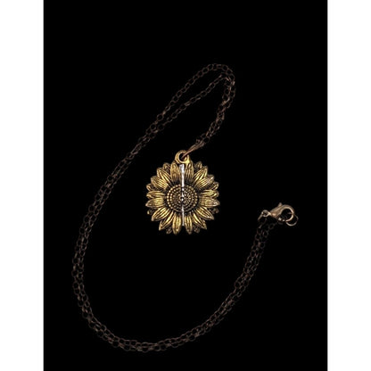 Sunflower Locket Necklace Hidden Message "You Are My Sunshine" Pendant