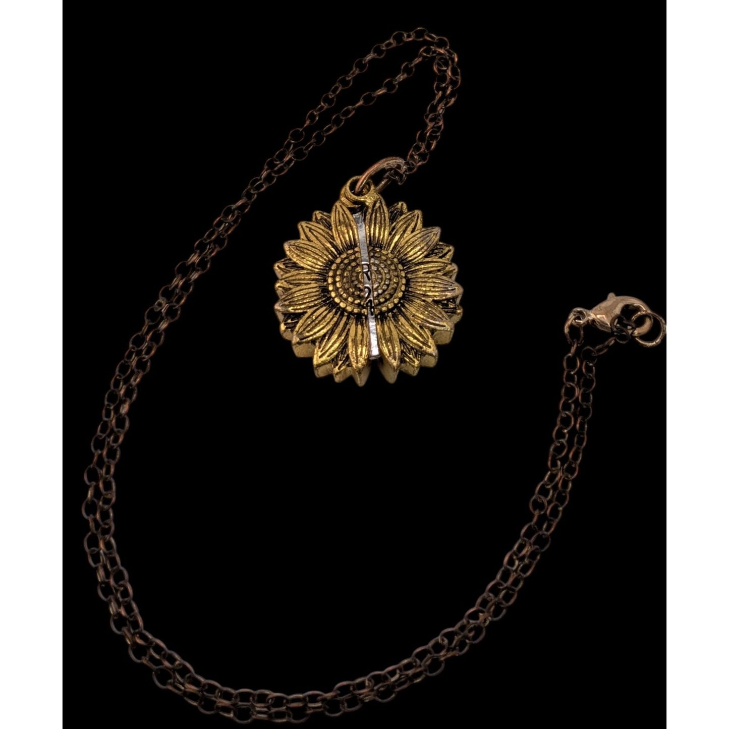 Sunflower Locket Necklace Hidden Message "You Are My Sunshine" Pendant