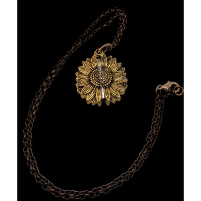 Sunflower Locket Necklace Hidden Message "You Are My Sunshine" Pendant