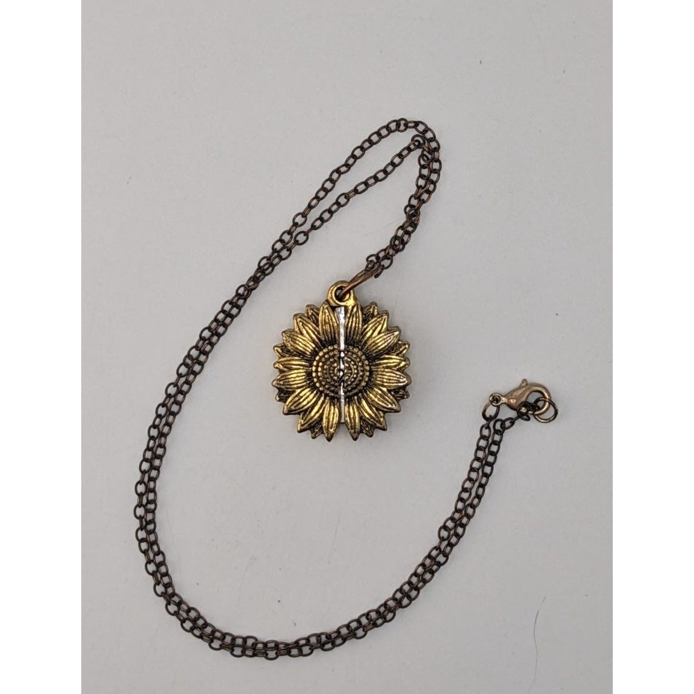 Sunflower Locket Necklace Hidden Message "You Are My Sunshine" Pendant