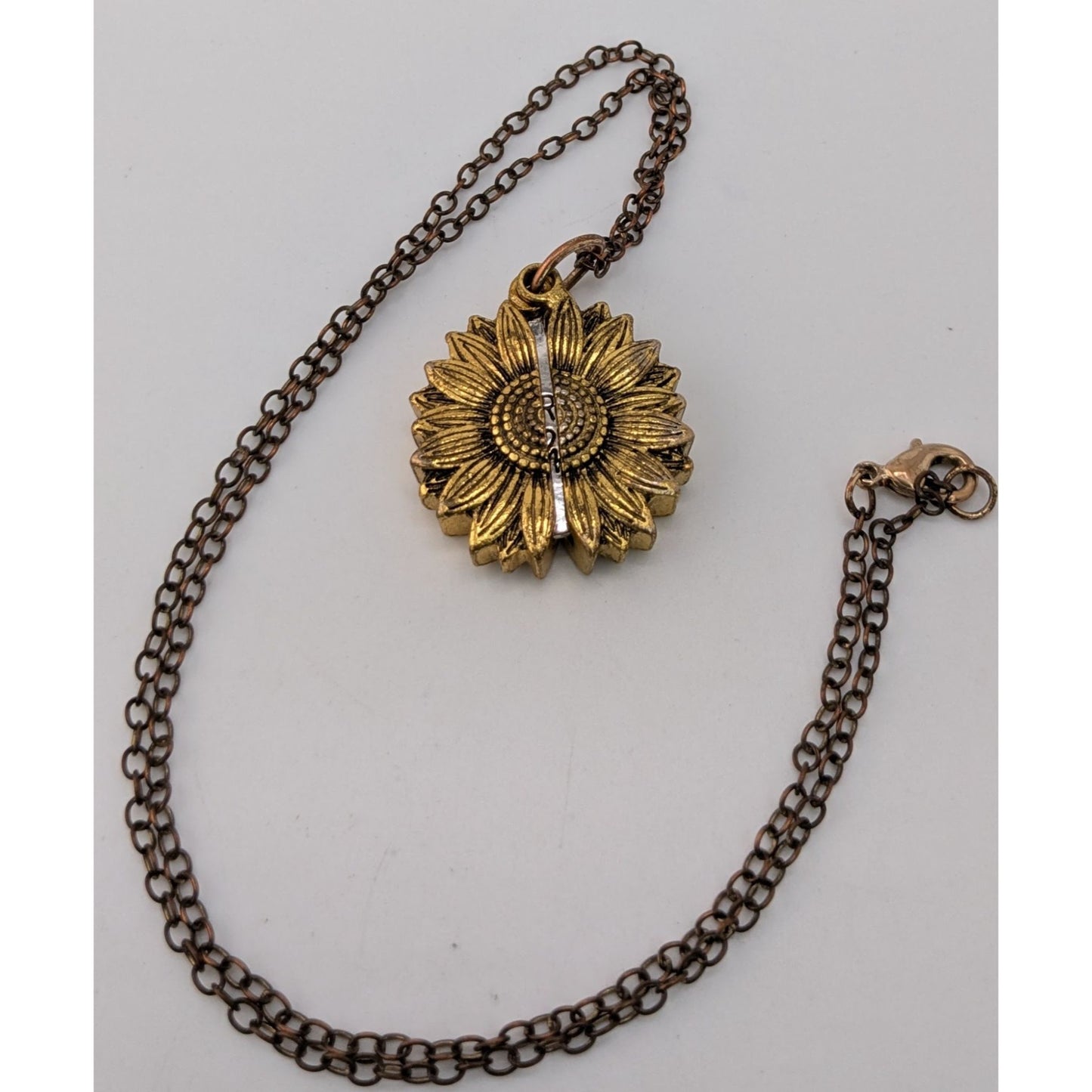 Sunflower Locket Necklace Hidden Message "You Are My Sunshine" Pendant