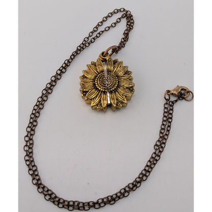 Sunflower Locket Necklace Hidden Message "You Are My Sunshine" Pendant