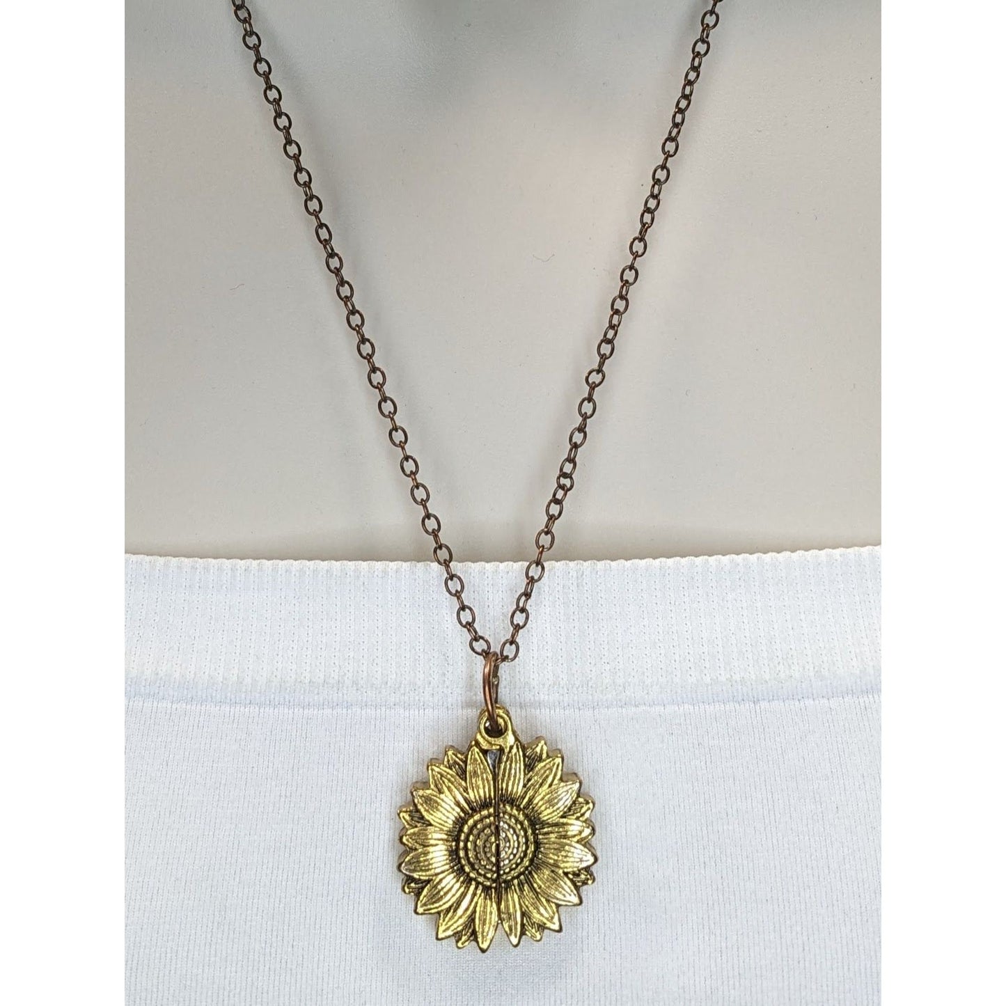 Sunflower Locket Necklace Hidden Message "You Are My Sunshine" Pendant