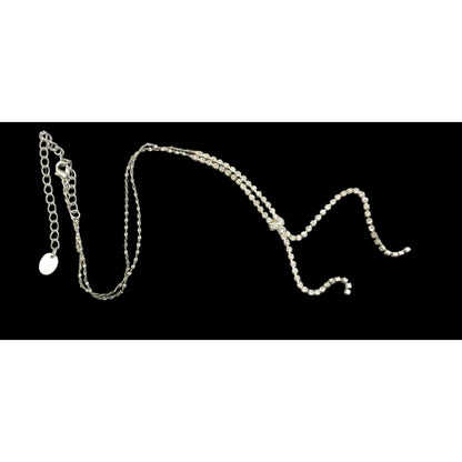 Claire's Y2K Rhinestone Silver Tone Y Drop Prom Necklace