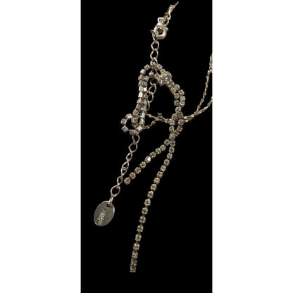 Claire's Y2K Rhinestone Silver Tone Y Drop Prom Necklace
