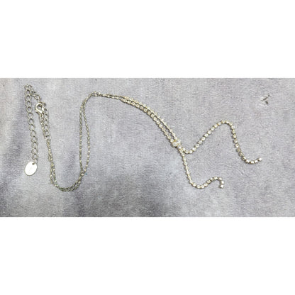 Claire's Y2K Rhinestone Silver Tone Y Drop Prom Necklace