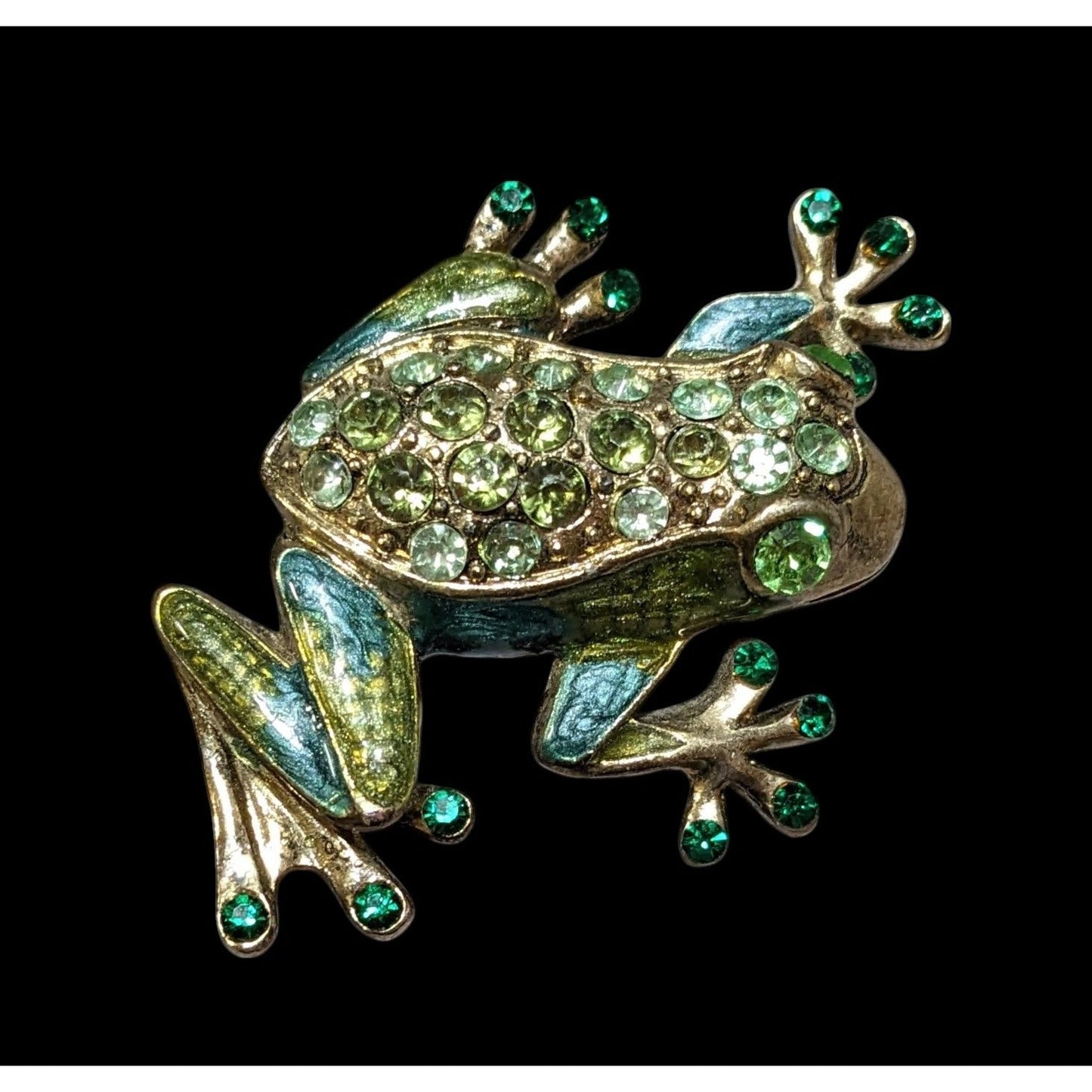 Vintage Liz Claiborne Green And Gold Frog Brooch