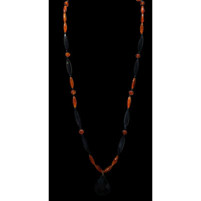 Vintage 90s Midnight Fire Avon Black And Amber Plastic Beaded Necklace