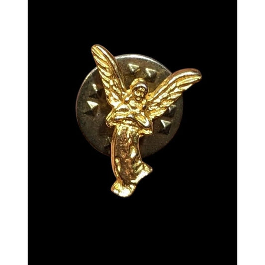 Vintage Long Winged Lady Angel Gold Tone Lapel Pin