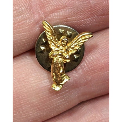 Vintage Long Winged Lady Angel Gold Tone Lapel Pin