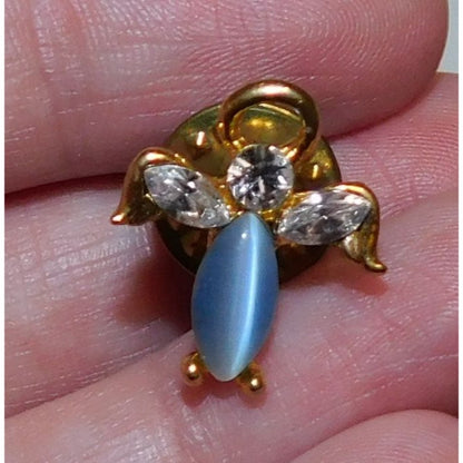 Vintage Blue And Gold Tone Angel Lapel Pin