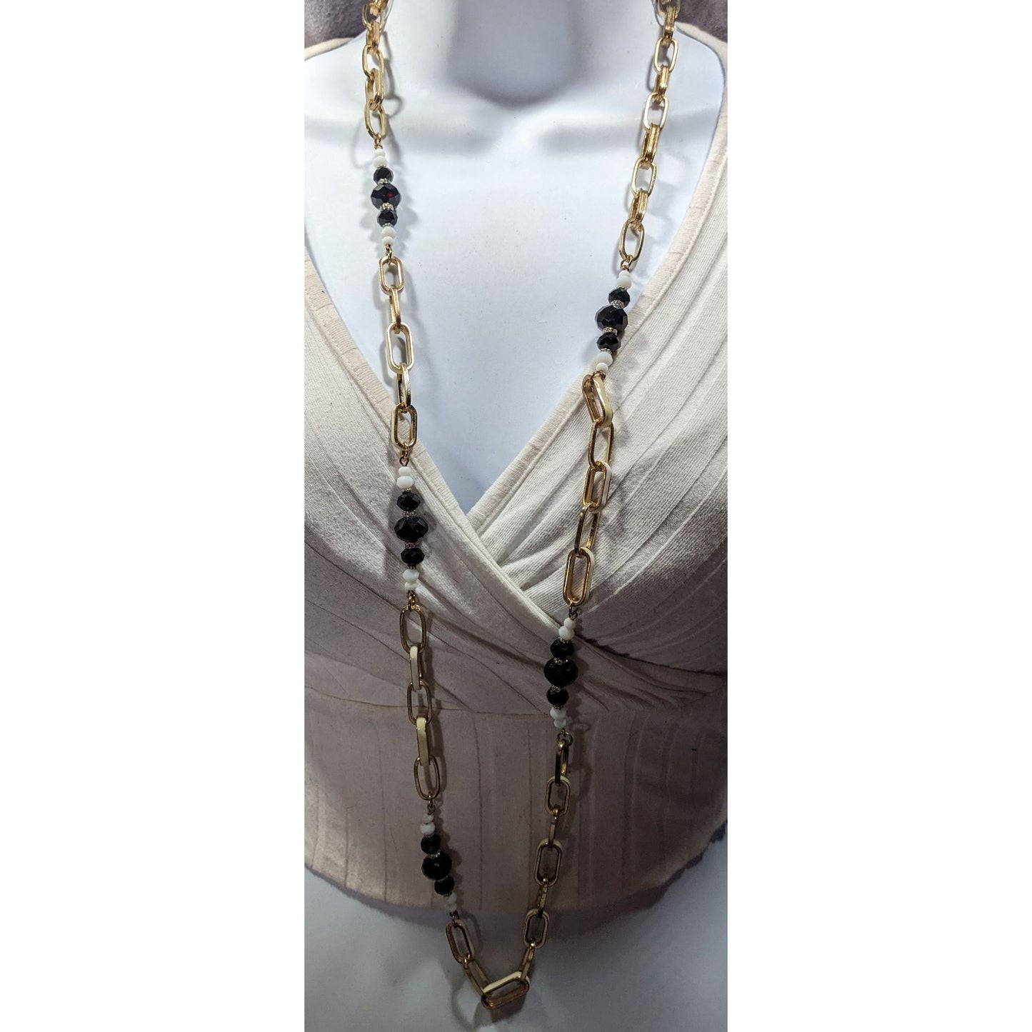 Vintage Ali-Khan New York Gold Tone Chain Necklace With Beaded Accents