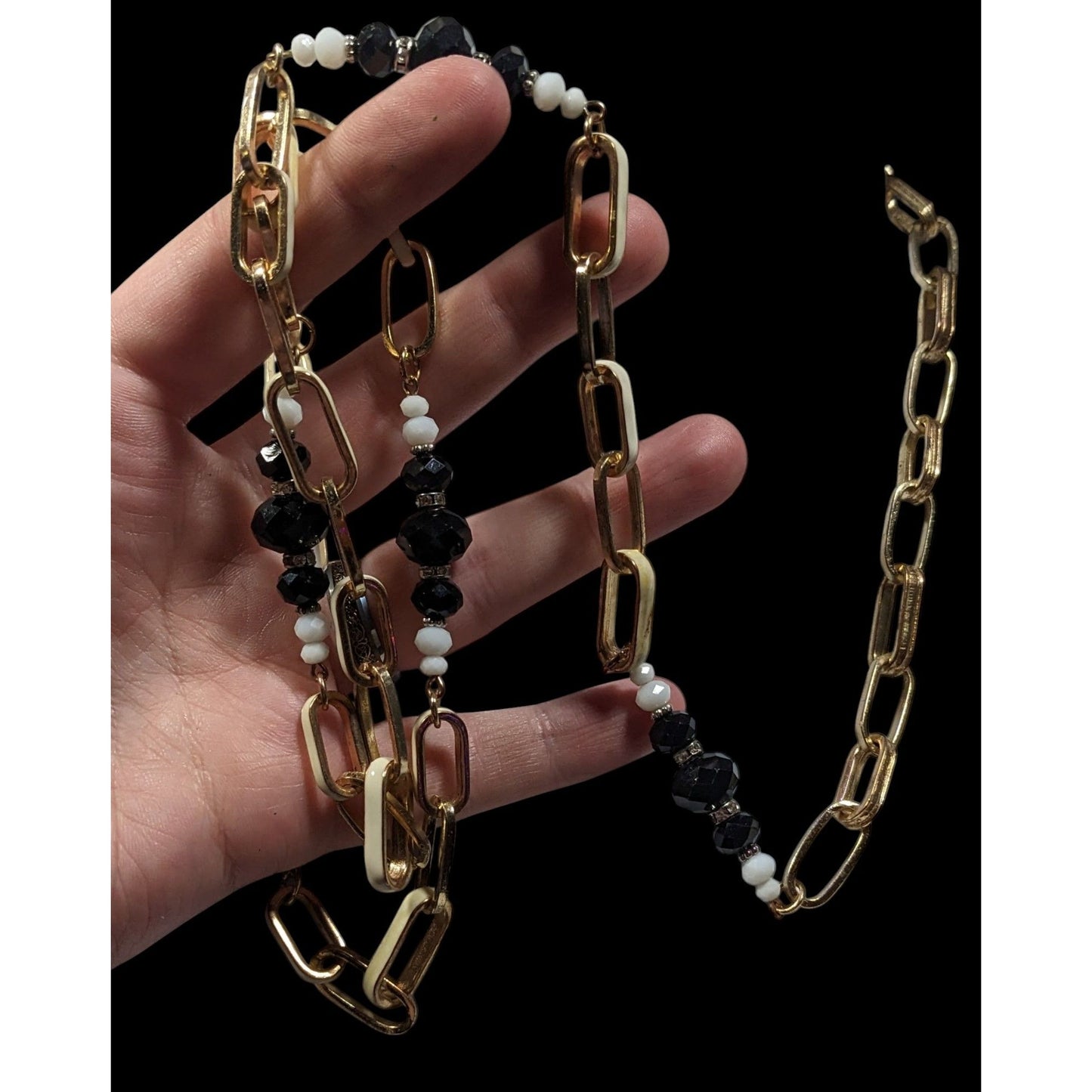 Vintage Ali-Khan New York Gold Tone Chain Necklace With Beaded Accents