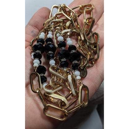 Vintage Ali-Khan New York Gold Tone Chain Necklace With Beaded Accents