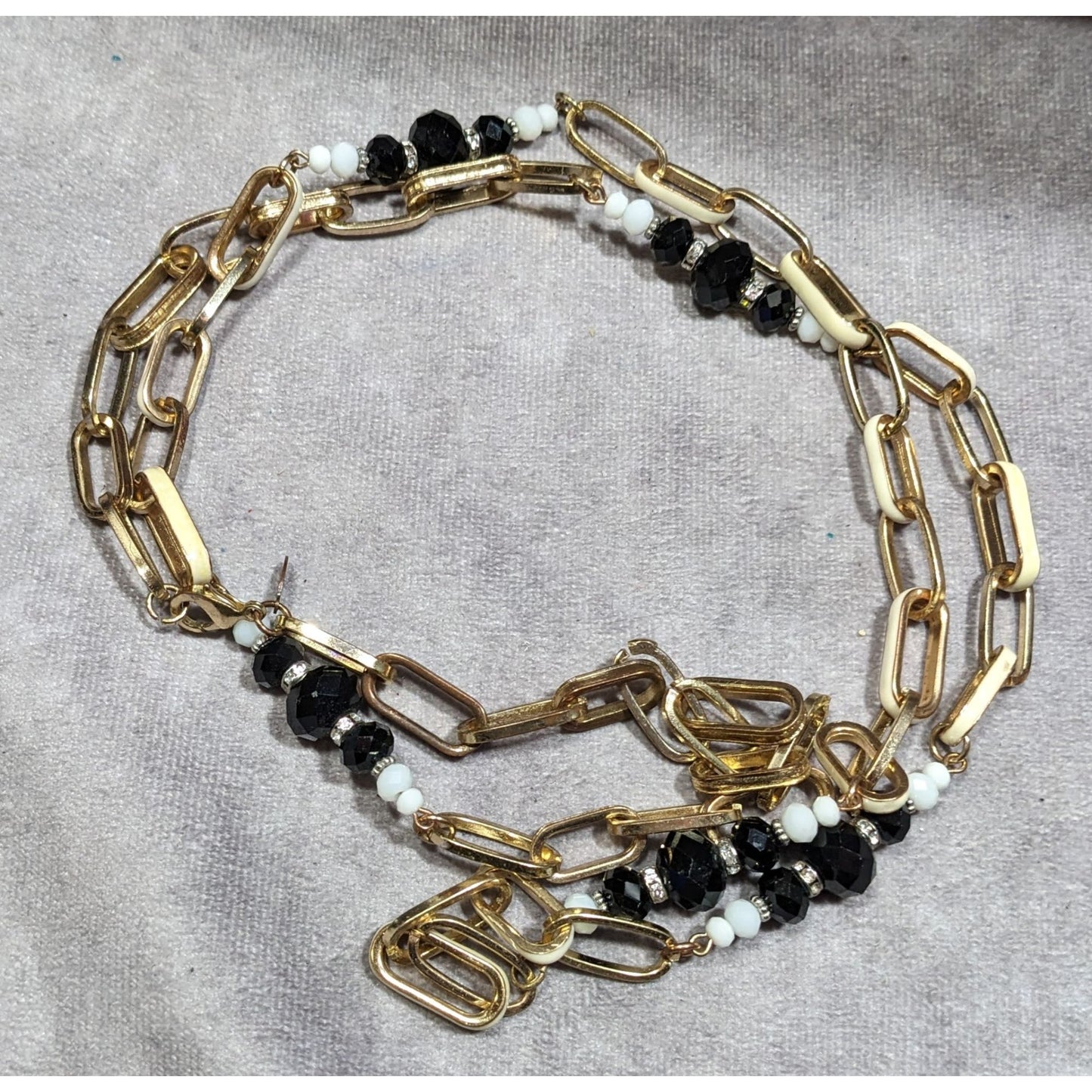 Vintage Ali-Khan New York Gold Tone Chain Necklace With Beaded Accents