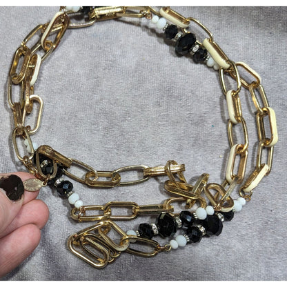 Vintage Ali-Khan New York Gold Tone Chain Necklace With Beaded Accents