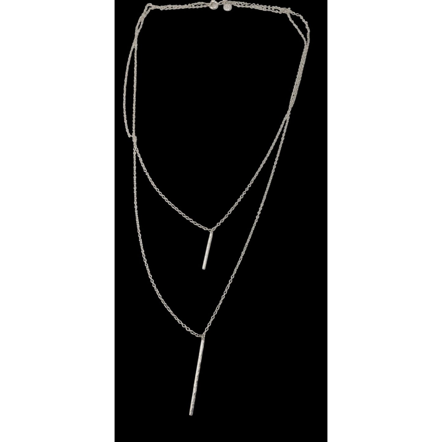 Gorgana Jewelry Pillar Pendant Necklace Double Layer Silver Minimalist
