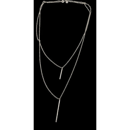 Gorgana Jewelry Pillar Pendant Necklace Double Layer Silver Minimalist