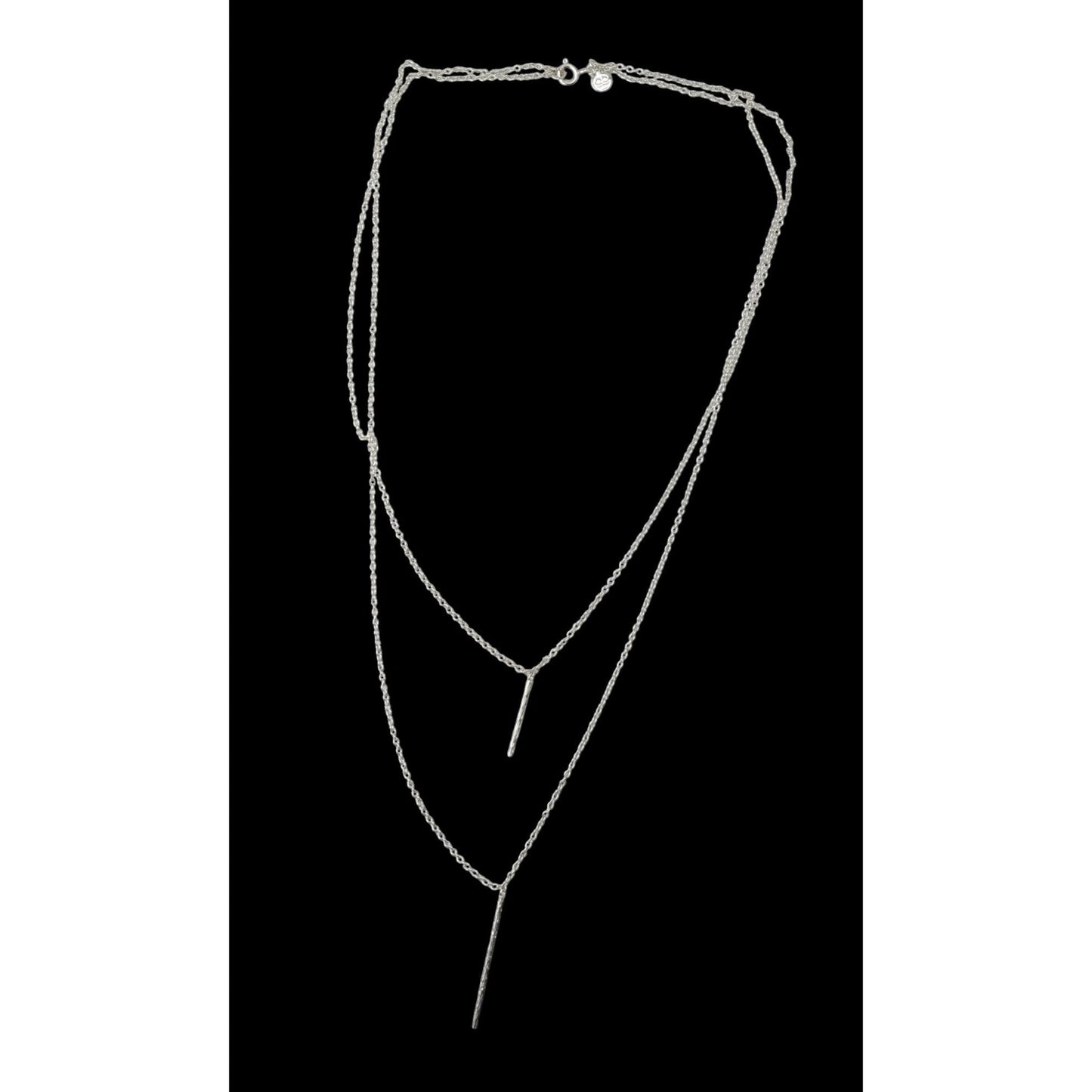 Gorgana Jewelry Pillar Pendant Necklace Double Layer Silver Minimalist