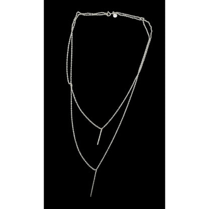 Gorgana Jewelry Pillar Pendant Necklace Double Layer Silver Minimalist