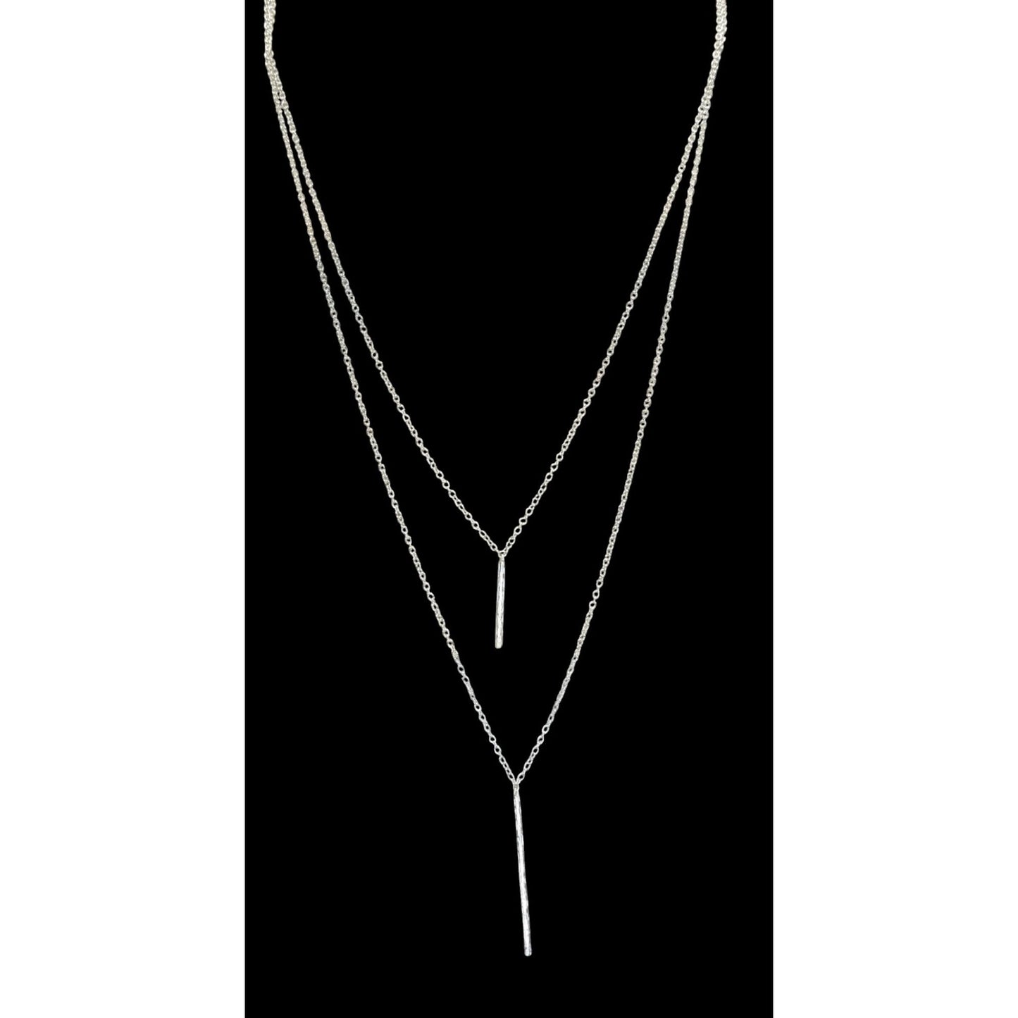 Gorgana Jewelry Pillar Pendant Necklace Double Layer Silver Minimalist