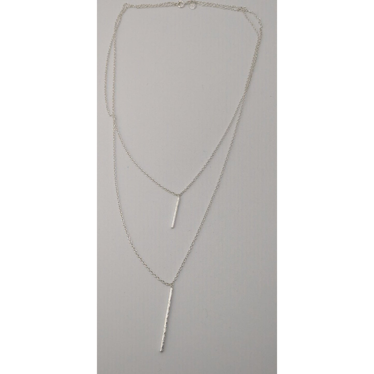 Gorgana Jewelry Pillar Pendant Necklace Double Layer Silver Minimalist