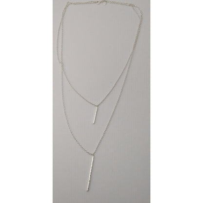 Gorgana Jewelry Pillar Pendant Necklace Double Layer Silver Minimalist